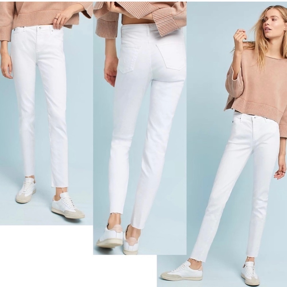 AG Adriano Goldschmied white The Stevie Ankle Slim Straight Ankle denim jeans 29
